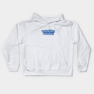 Blue Weird Flex but Okay Bubble Letter Design Kids Hoodie